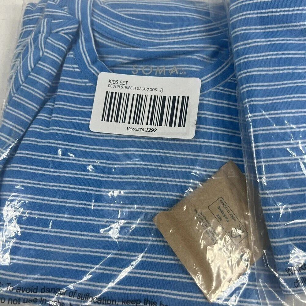 SOMA KIDS PAJAMAS UNISEX STRIPPED - Blue /White STRIPPED Size 8 - NWT FAMILY PJs